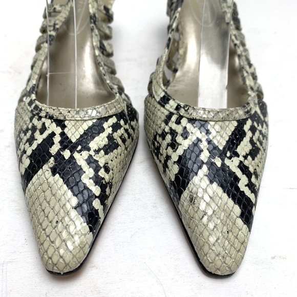 TALBOTS Genuine Leather Slingback kitten High Heels Snakeskin Reptile Print sz 7 - Picture 6 of 16